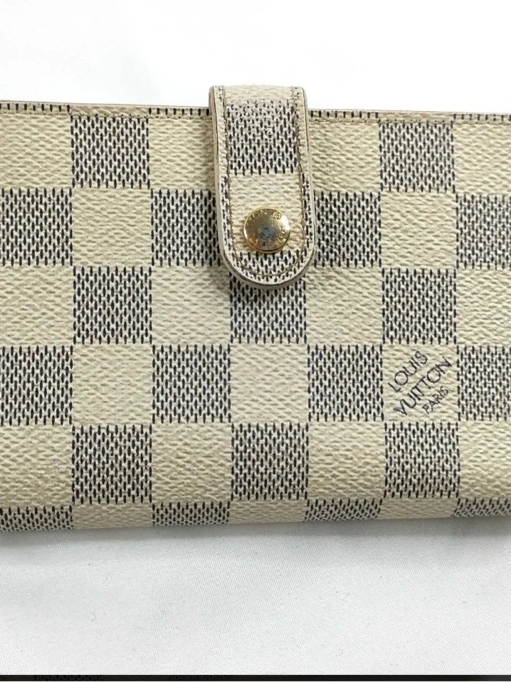 Louis Vuitton Damier Azur Compact Wallet with Gold Hardware